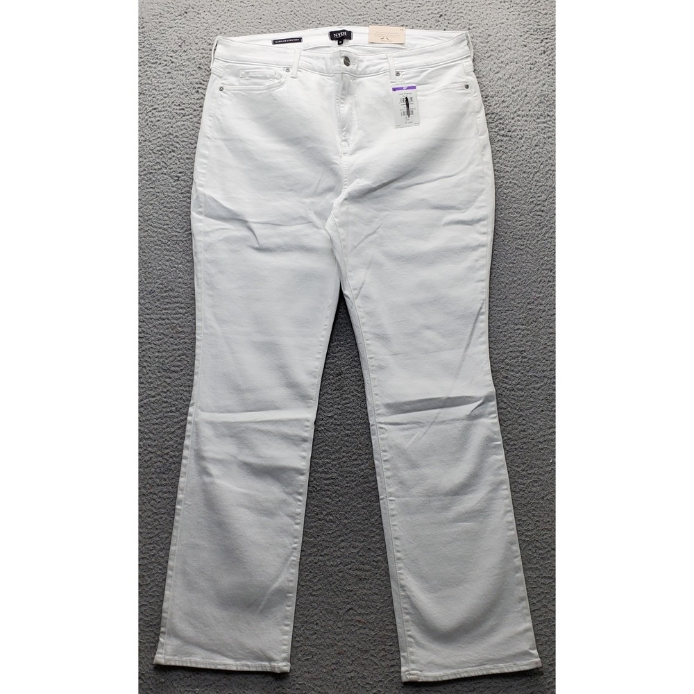 NYDJ Jeans Womens 18 White Denim Marilyn Light Wash 5-Pocket Design Straight Leg